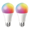 LOT 2x Ampoule à intensité variable LED RGBW MESH Connecté A60 E27/12W/230V 2700-6500K + Télécommande - Aigostar