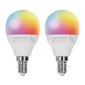 LOT 2x Ampoule à intensité variable LED RGBW MESH Smart G45 E14/6,5W/230V 2700-6500K - Aigostar