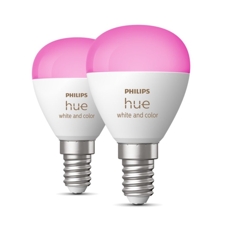 LOT 2x Ampoule à intensité variable LED RGBW Philips Hue White And Color Ambiance P45 E14/5,1W/230V 2000-6500K