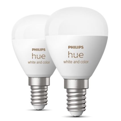 LOT 2x Ampoule à intensité variable LED RGBW Philips Hue White And Color Ambiance P45 E14/5,1W/230V 2000-6500K