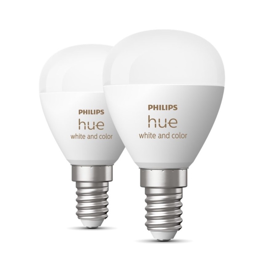 LOT 2x Ampoule à intensité variable LED RGBW Philips Hue White And Color Ambiance P45 E14/5,1W/230V 2000-6500K