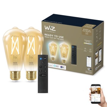 LOT 2x Ampoule à intensité variable LED ST64 E27/7W/230V 2000-5000K CRI 90 Wi-Fi + télécommande - WiZ