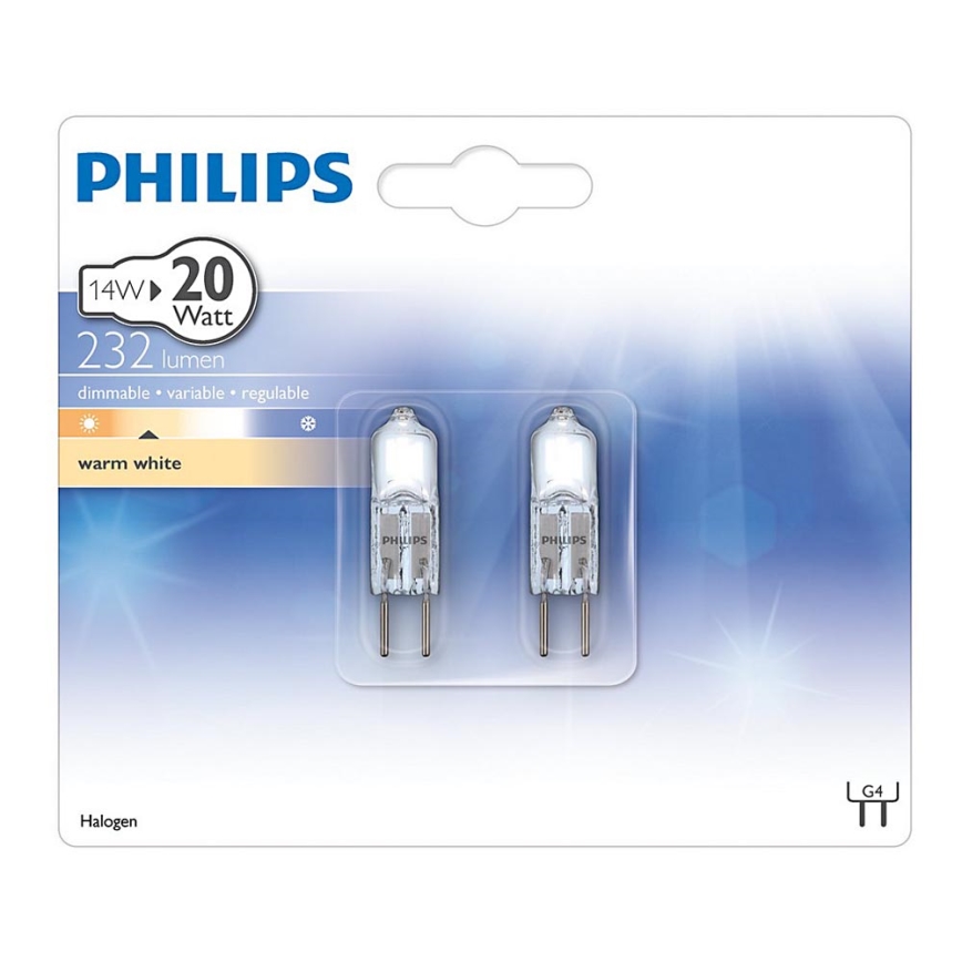 LOT 2x Ampoule halogène Philips G4/14W/12V