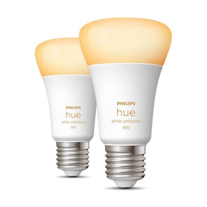 LOT 2x Ampoule LED à intensité variable Philips Hue WHITE AMBIANCE E27/6W/230V 2200-6500K