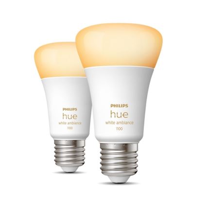 LOT 2x Ampoule LED à intensité variable Philips Hue WHITE AMBIANCE E27/8W/230V 2200-6500K