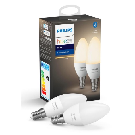 LOT 2x Ampoule LED à intensité variable Philips Hue WHITE E14/5,5W/230V 2700K