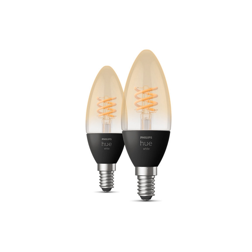 LOT 2x Ampoule LED à intensité variable Philips Hue WHITE FILAMENT E14/4,5W/230V 2100K