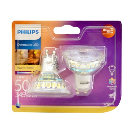 LOT 2x Ampoule LED à intensité variable Philips Warm Glow GU10/3,8W/230V 2200K-2700K