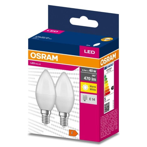 LOT 2x Ampoule LED B35 E14/4,9W/230V 3000K - Osram