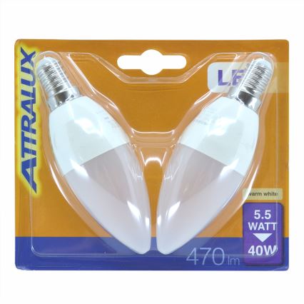 LOT 2x Ampoule LED E14/5,5W/230V 2700K- Attralux