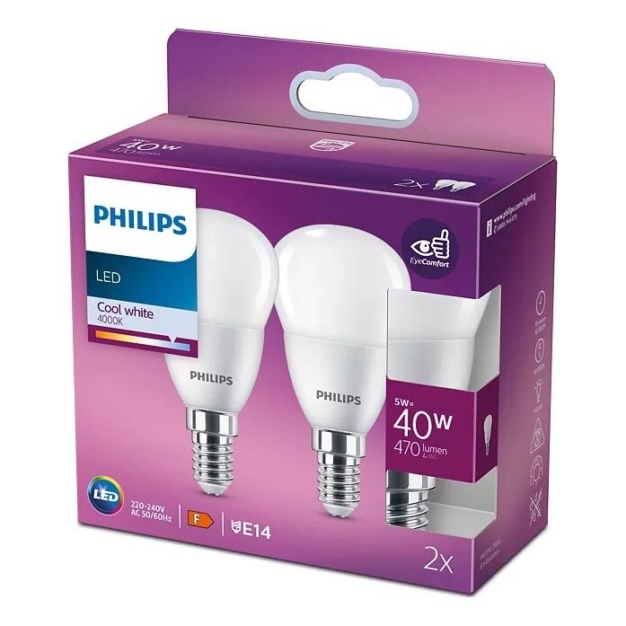 LOT 2x Ampoule LED Philips P45 E14/5W/230V 4000K