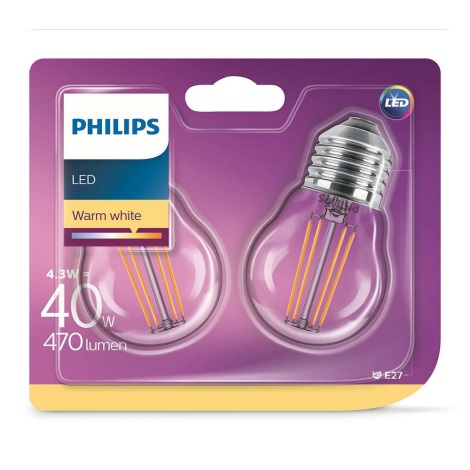 LOT 2x Ampoule LED VINTAGE E27/4W/230V 2700K - Philips
