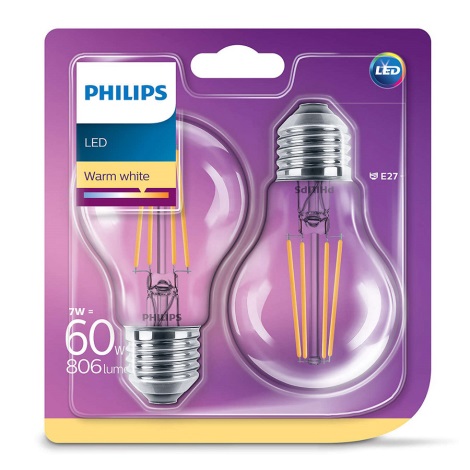 LOT 2x Ampoule LED VINTAGE Philips E27/7W/230V 2700K