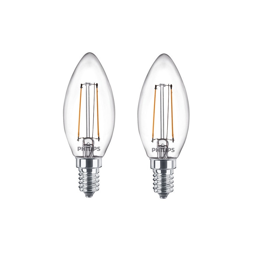 LOT 2x Ampoule Philips B35 E14/2W/230V 2700K