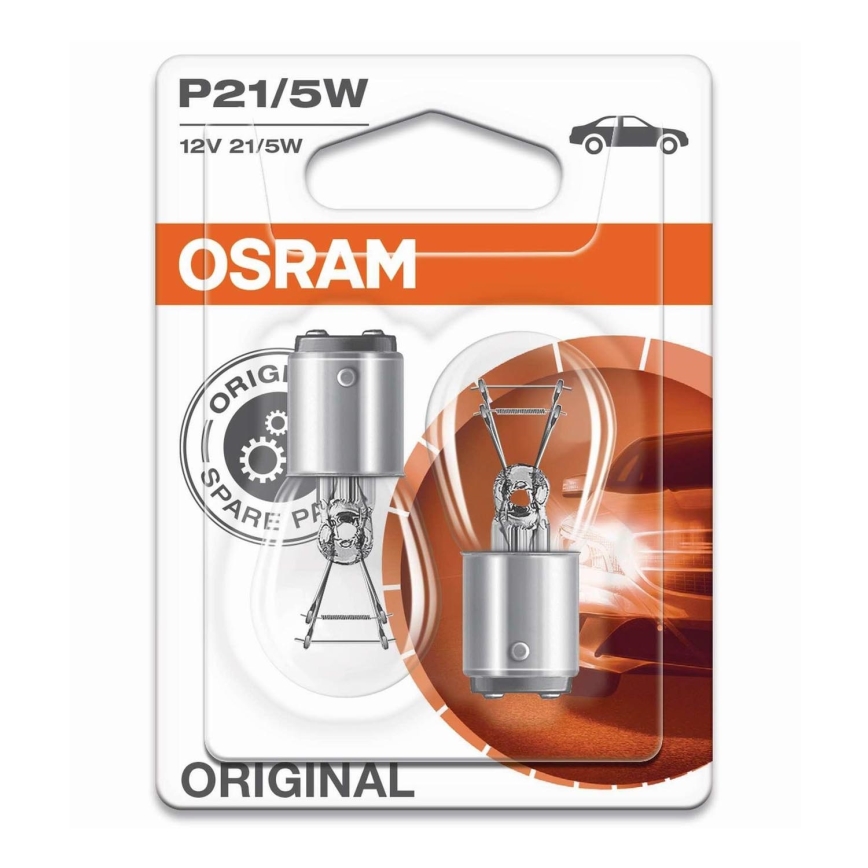 LOT 2x Ampoule pour feux de voiture BAY15d/P21/5W/12V - Osram