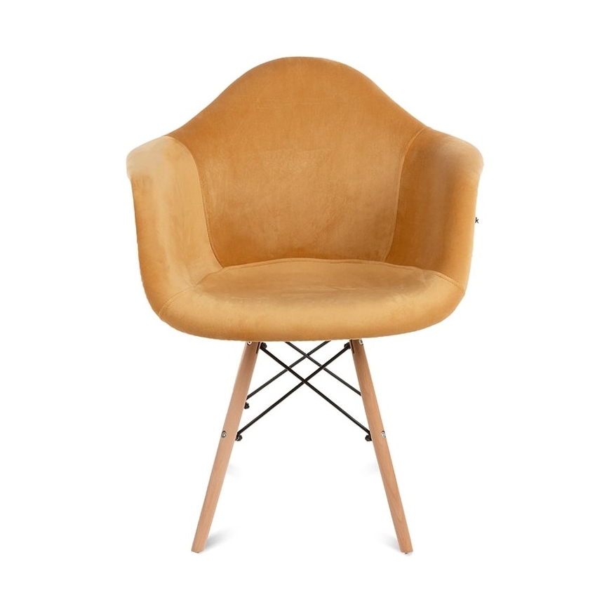 LOT 2x Chaise de salle à manger NEREA 80x60,5 cm jaune/hêtre