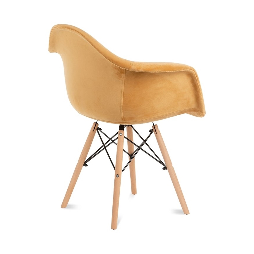 LOT 2x Chaise de salle à manger NEREA 80x60,5 cm jaune/hêtre