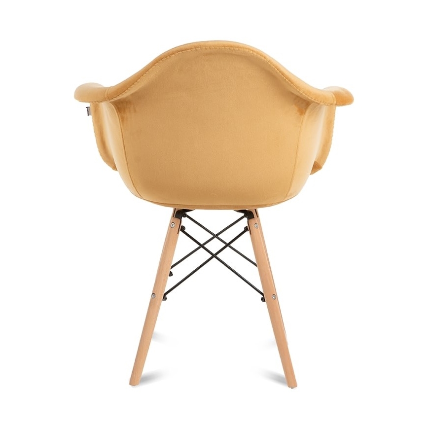 LOT 2x Chaise de salle à manger NEREA 80x60,5 cm jaune/hêtre