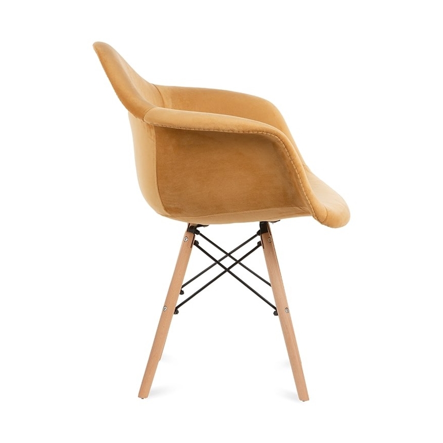 LOT 2x Chaise de salle à manger NEREA 80x60,5 cm jaune/hêtre