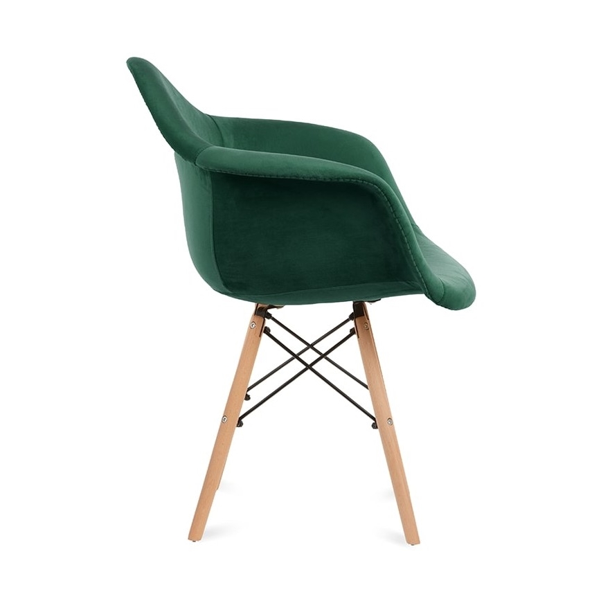 LOT 2x Chaise de salle à manger NEREA 80x60,5 cm vert/hêtre