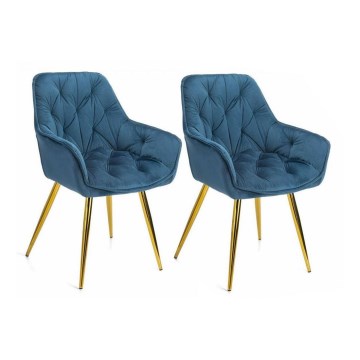 LOT 2x Chaises de salle à manger HANA bleues