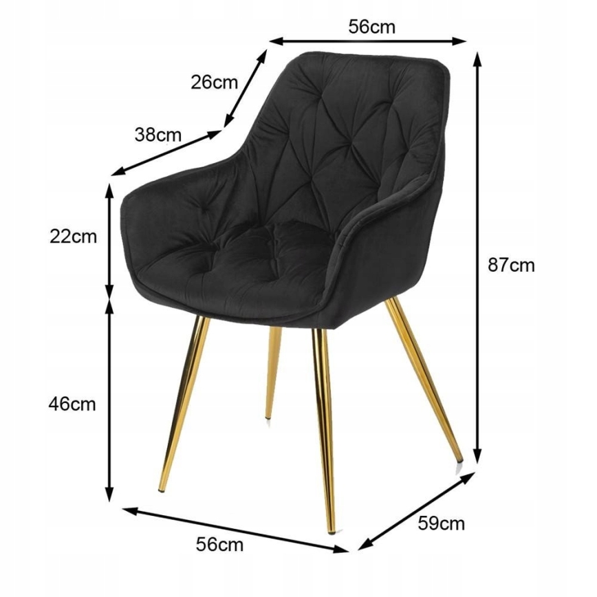 LOT 2x Chaises de salle à manger HANA noir