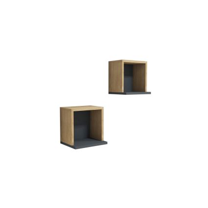 Lot 2x Étagère murale SEVIMA 30x30 cm beige/anthracite