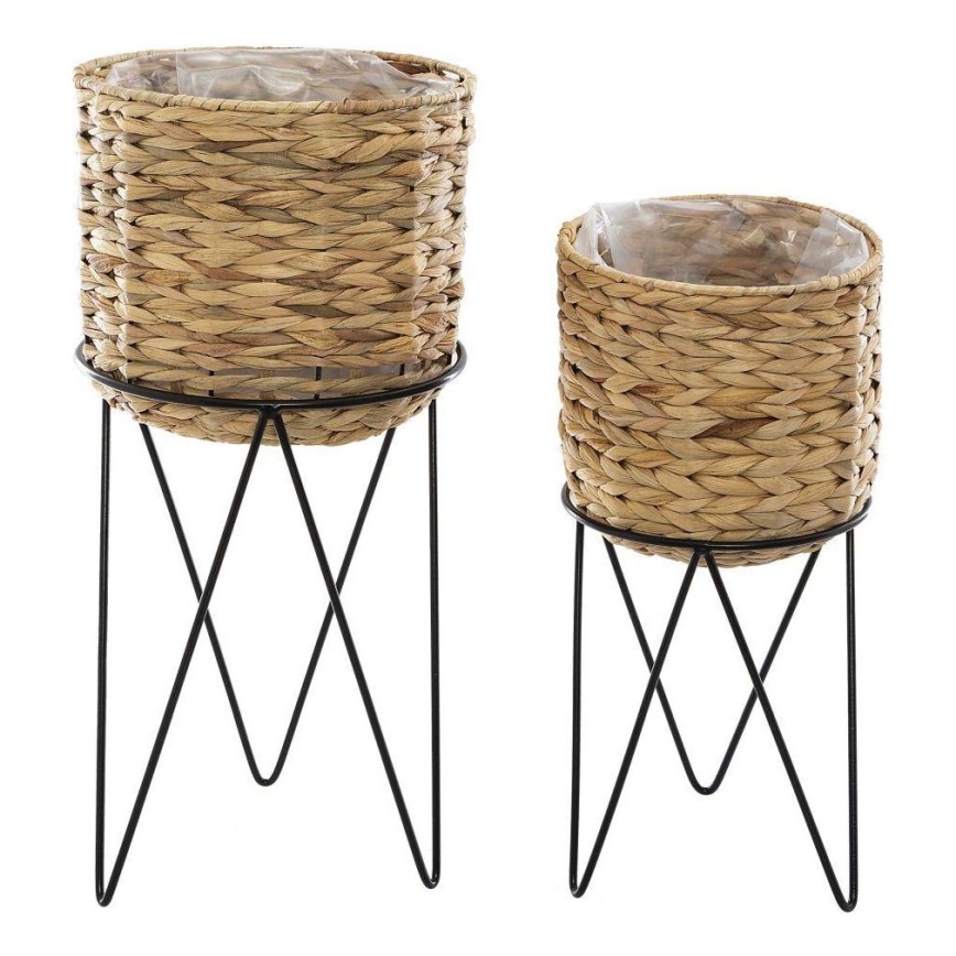 LOT 2x Jardinière 54x25 cm noir/beige