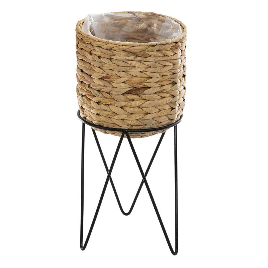 LOT 2x Jardinière 54x25 cm noir/beige