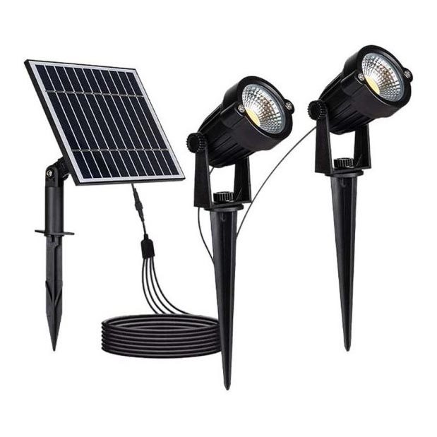 LOT 2x Lampe solaire extérieure 2xLED/1,2W/3,7V IP65 3000K 4000 mAh
