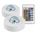 LOT 2x LED RGB à intensité variable lampe décorative FESTA 3xAAA/4,5V + télécommande