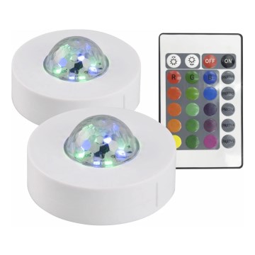 LOT 2x LED RGB à intensité variable lampe décorative FESTA 3xAAA/4,5V + télécommande