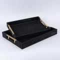 LOT 2x Plateau décoratif 40x30/34x24 cm noir