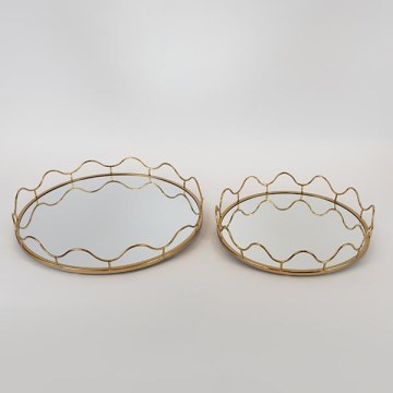 LOT 2x Plateau décoratif d. 39/30,5 cm