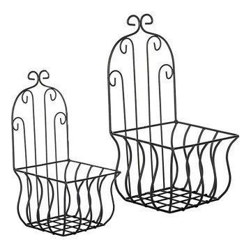 LOT 2x Porte-fleurs mural 35x16 cm noir