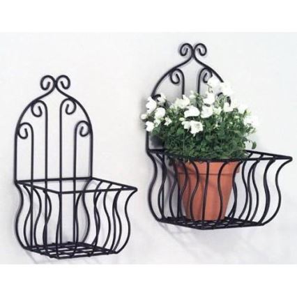 LOT 2x Porte-fleurs mural 35x16 cm noir