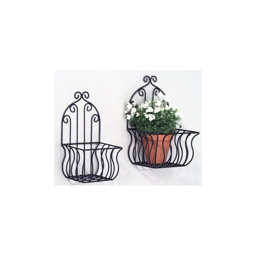 LOT 2x Porte-fleurs mural 35x16 cm noir