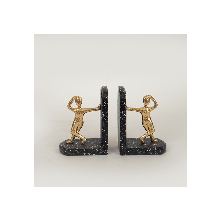 LOT 2x Serre-livre doré/noir
