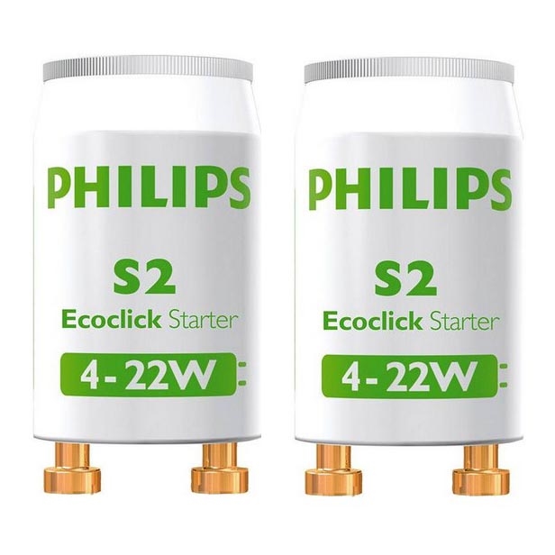 LOT 2x Starter pour ampoules fluorescentes Philips S2 4-22W