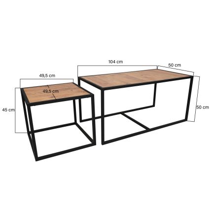 LOT 2x Table basse ATLANTIS marron/noir
