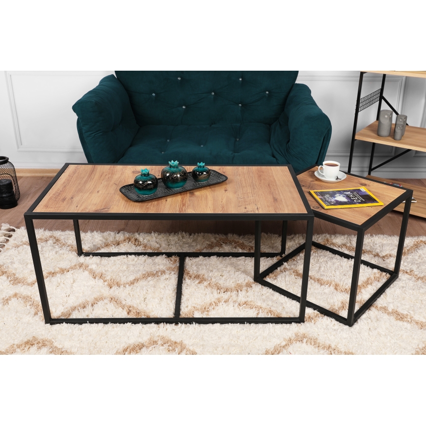 LOT 2x Table basse ATLANTIS marron/noir