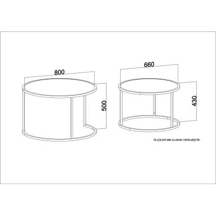 Lot 2x Table basse TAMBUR dorée/ beige