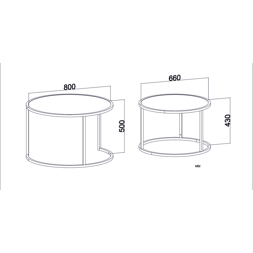 LOT 2x Table d'appoint TAMBUR noir/marron