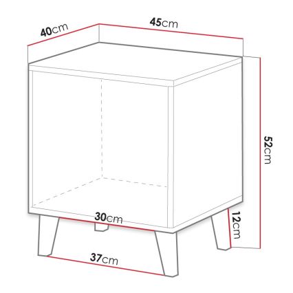 LOT 2x Table de chevet VAMOS 52x45 cm chêne Wotan