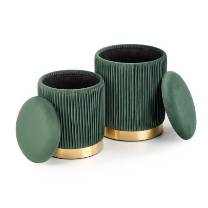 LOT 2x Tabouret MONTY d. 36/44 cm vert/doré