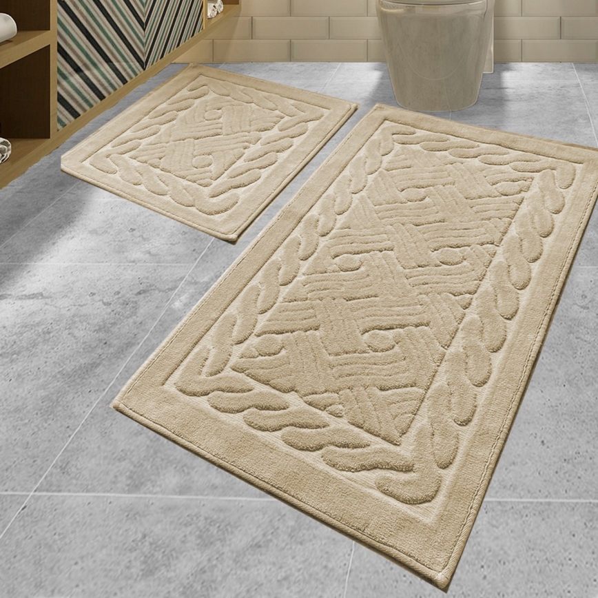 LOT 2x Tapis de salle de bains DANIEL 60/100 cm beige