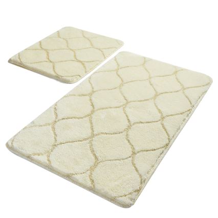 LOT 2x Tapis de salle de bains INFINITY 60/100 cm beige