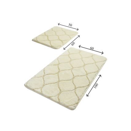 LOT 2x Tapis de salle de bains INFINITY 60/100 cm beige
