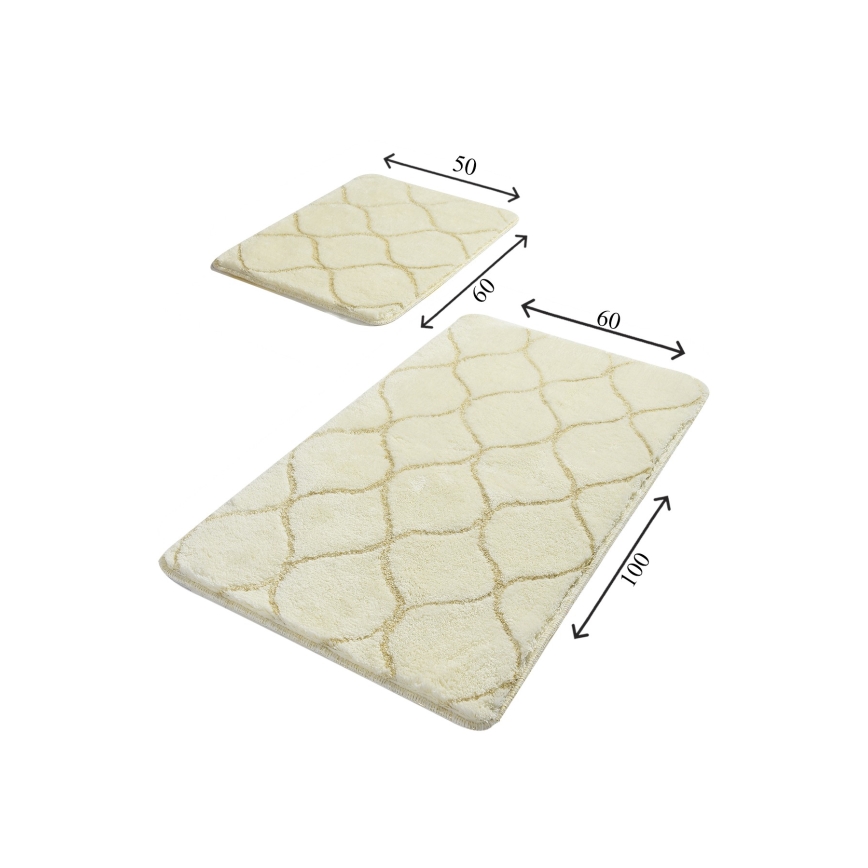 LOT 2x Tapis de salle de bains INFINITY 60/100 cm beige