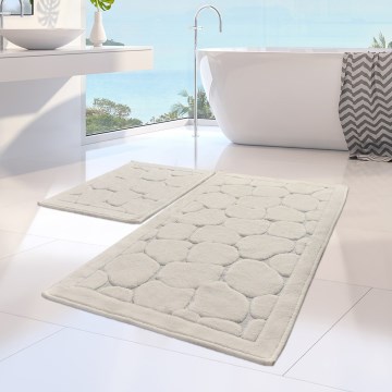 LOT 2x Tapis de salle de bains LINO 60/100 cm beige
